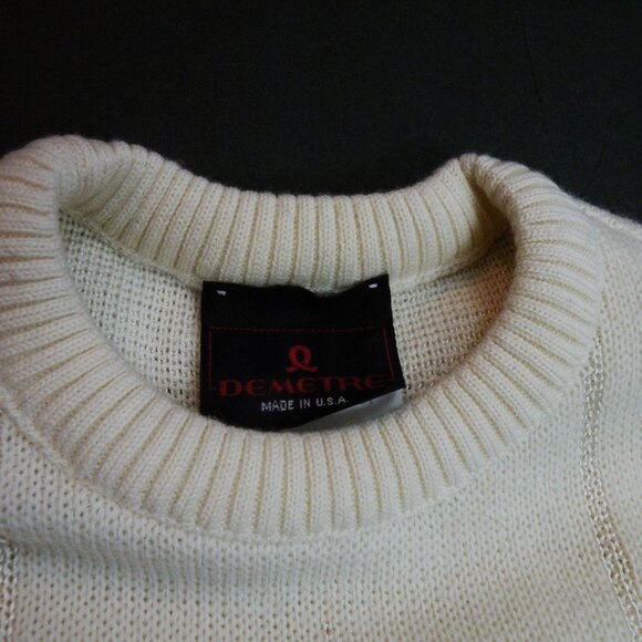 Vintage Demetre Womens Large Off White Snowflake Wool Ski Sweater - Picture 5 of 5